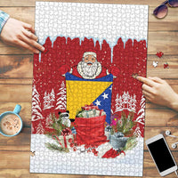 Bosnia and Herzegovina Christmas Puzzle Santa With National Flag - Wonder Print Shop