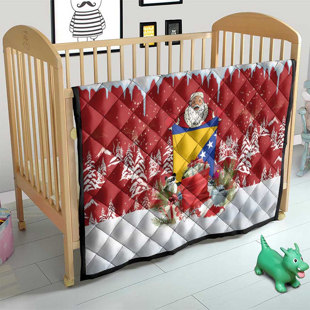 Bosnia and Herzegovina Christmas Quilt Santa With National Flag - Wonder Print Shop