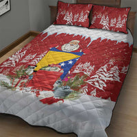 Bosnia and Herzegovina Christmas Quilt Bed Set Santa With National Flag - Wonder Print Shop