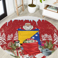 Bosnia and Herzegovina Christmas Round Carpet Santa With National Flag - Wonder Print Shop
