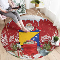 Bosnia and Herzegovina Christmas Round Carpet Santa With National Flag - Wonder Print Shop