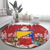 Bosnia and Herzegovina Christmas Round Carpet Santa With National Flag - Wonder Print Shop
