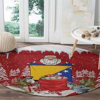 Bosnia and Herzegovina Christmas Round Carpet Santa With National Flag - Wonder Print Shop