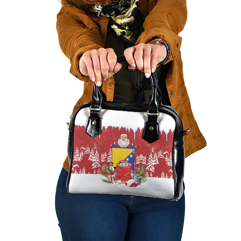 Bosnia and Herzegovina Christmas Shoulder Handbag Santa With National Flag - Wonder Print Shop