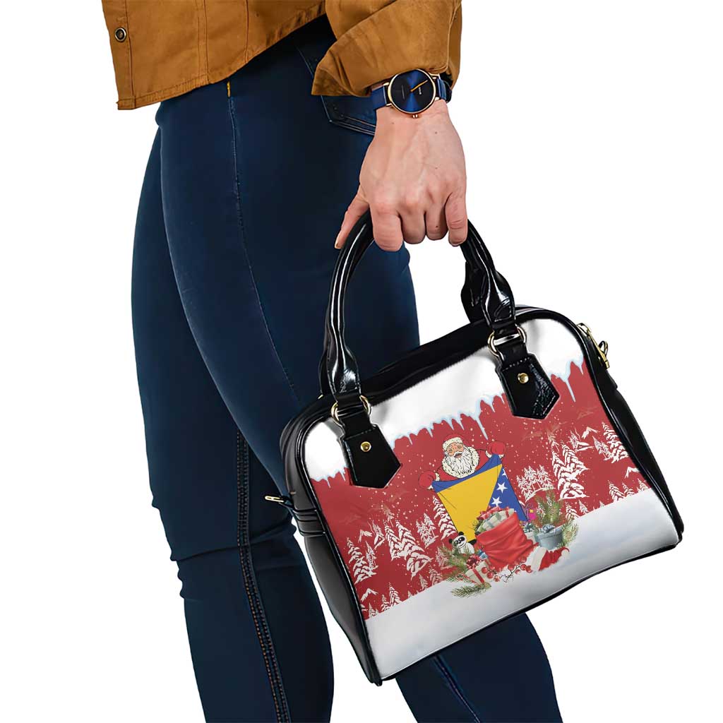 Bosnia and Herzegovina Christmas Shoulder Handbag Santa With National Flag - Wonder Print Shop