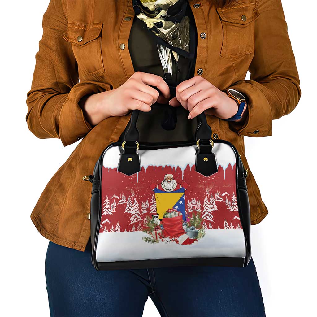 Bosnia and Herzegovina Christmas Shoulder Handbag Santa With National Flag - Wonder Print Shop