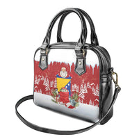 Bosnia and Herzegovina Christmas Shoulder Handbag Santa With National Flag - Wonder Print Shop