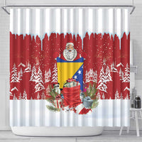 Bosnia and Herzegovina Christmas Shower Curtain Santa With National Flag - Wonder Print Shop