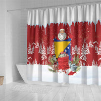 Bosnia and Herzegovina Christmas Shower Curtain Santa With National Flag - Wonder Print Shop