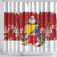 Bosnia and Herzegovina Christmas Shower Curtain Santa With National Flag - Wonder Print Shop