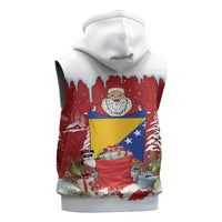 Bosnia and Herzegovina Christmas Sleeveless Hoodie Santa With National Flag - Wonder Print Shop
