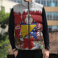 Bosnia and Herzegovina Christmas Sleeveless Puffer Jacket Santa With National Flag - Wonder Print Shop