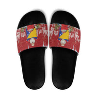 Bosnia and Herzegovina Christmas Slide Sandals Santa With National Flag - Wonder Print Shop