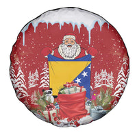 Bosnia and Herzegovina Christmas Spare Tire Cover Santa With National Flag - Wonder Print Shop
