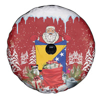 Bosnia and Herzegovina Christmas Spare Tire Cover Santa With National Flag - Wonder Print Shop