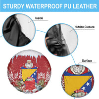 Bosnia and Herzegovina Christmas Spare Tire Cover Santa With National Flag - Wonder Print Shop