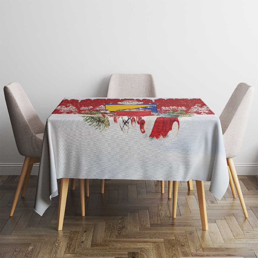 Bosnia and Herzegovina Christmas Tablecloth Santa With National Flag - Wonder Print Shop