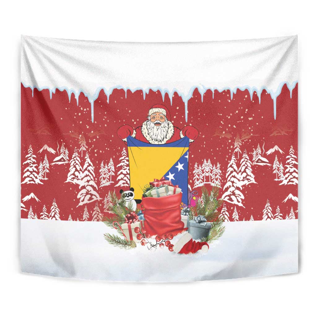 Bosnia and Herzegovina Christmas Tapestry Santa With National Flag - Wonder Print Shop