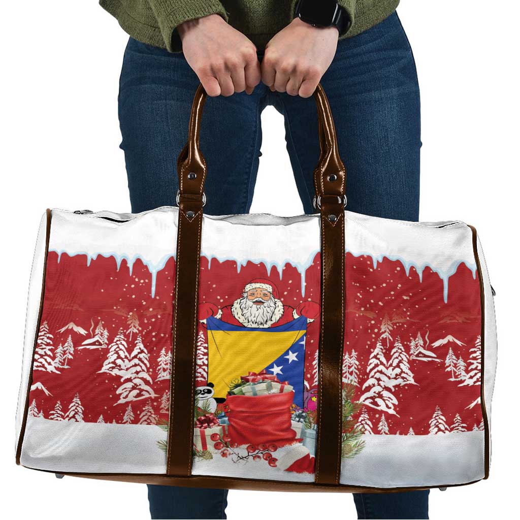 Bosnia and Herzegovina Christmas Travel Bag Santa With National Flag - Wonder Print Shop