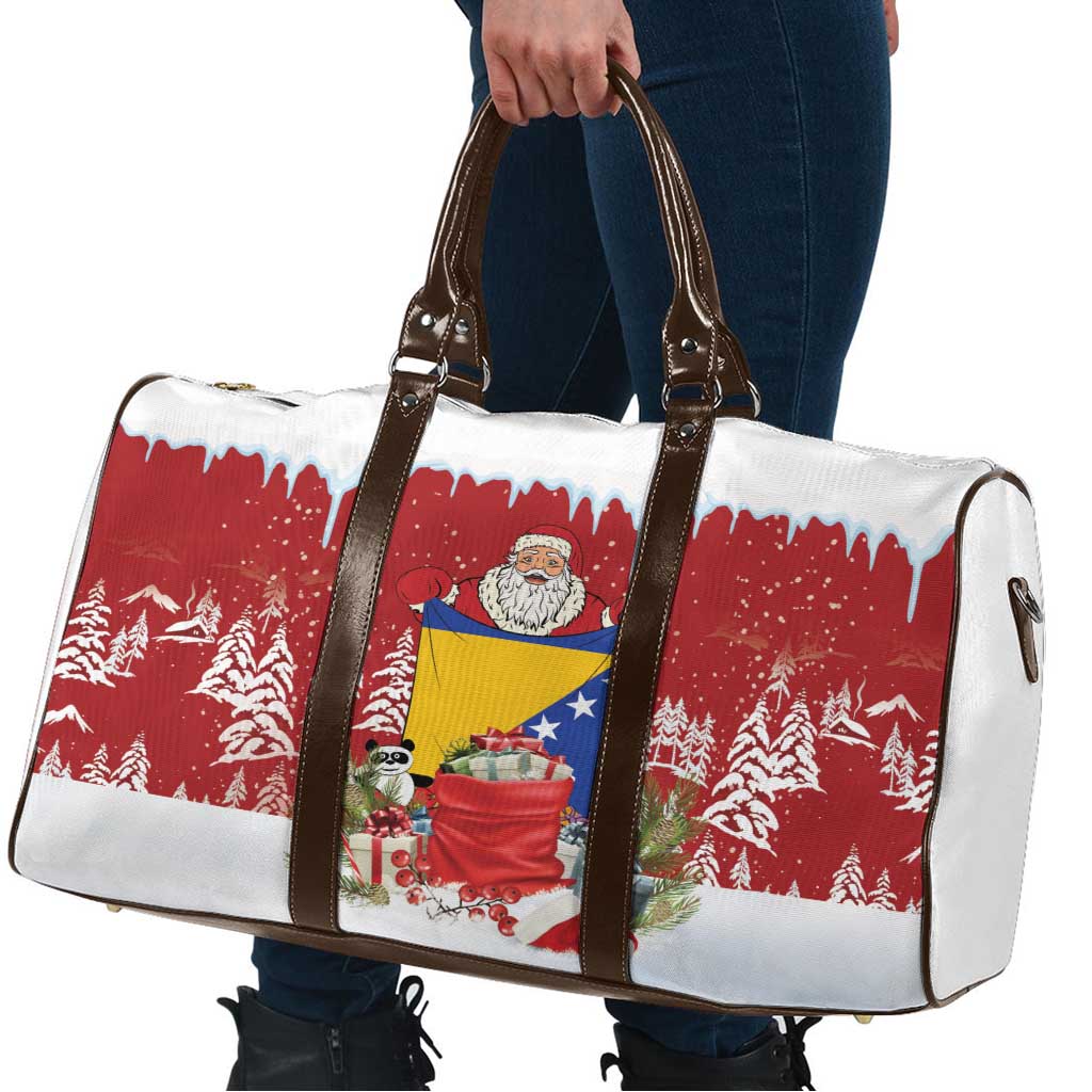 Bosnia and Herzegovina Christmas Travel Bag Santa With National Flag - Wonder Print Shop