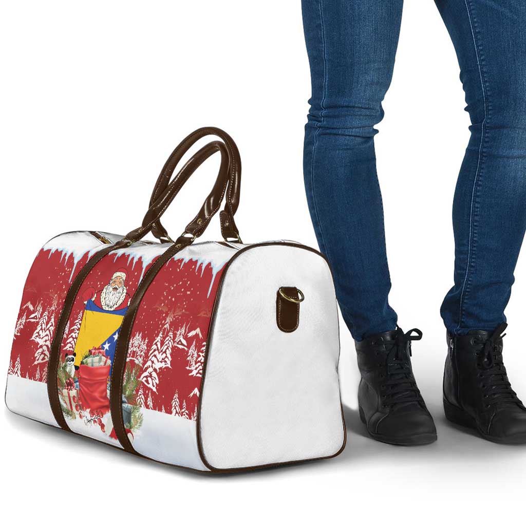 Bosnia and Herzegovina Christmas Travel Bag Santa With National Flag - Wonder Print Shop