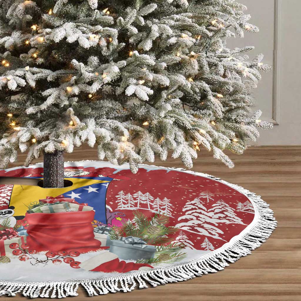 Bosnia and Herzegovina Christmas Tree Skirt Santa With National Flag - Wonder Print Shop