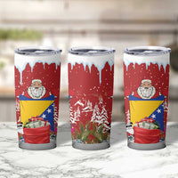 Bosnia and Herzegovina Christmas Tumbler Cup Santa With National Flag - Wonder Print Shop