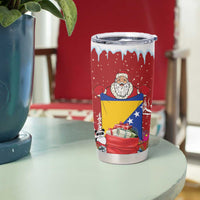 Bosnia and Herzegovina Christmas Tumbler Cup Santa With National Flag - Wonder Print Shop