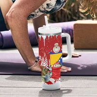 Bosnia and Herzegovina Christmas Tumbler With Handle Santa With National Flag - Wonder Print Shop