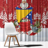 Bosnia and Herzegovina Christmas Window Curtain Santa With National Flag - Wonder Print Shop