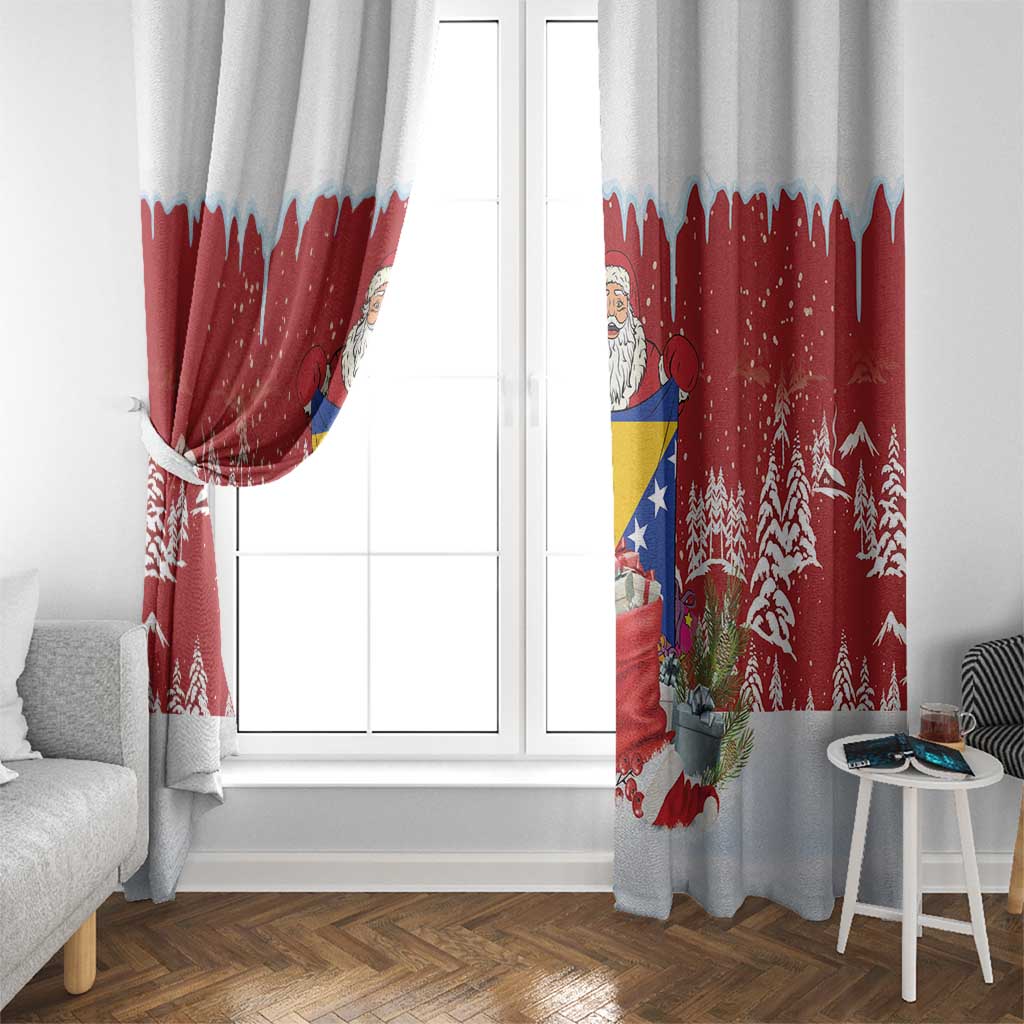 Bosnia and Herzegovina Christmas Window Curtain Santa With National Flag - Wonder Print Shop
