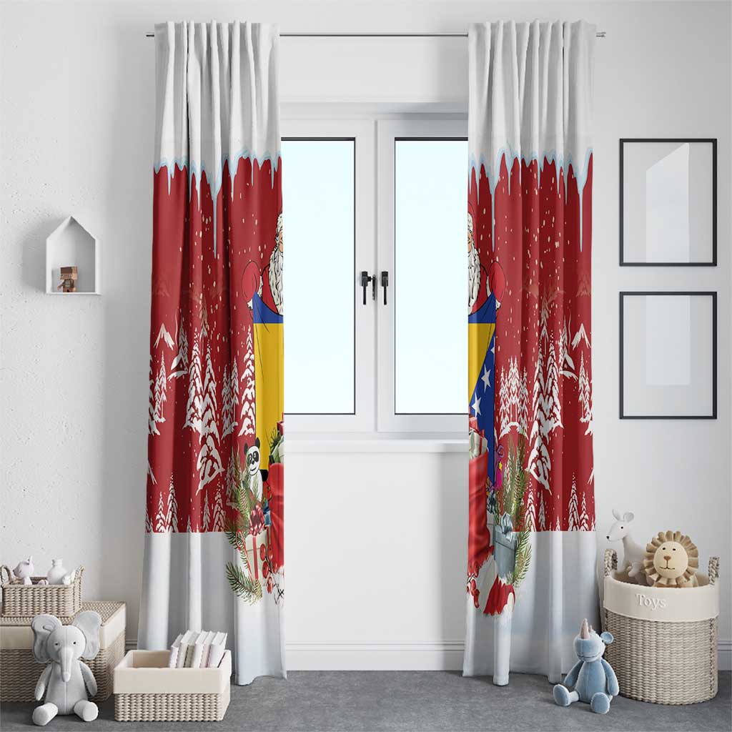 Bosnia and Herzegovina Christmas Window Curtain Santa With National Flag - Wonder Print Shop