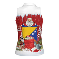 Bosnia and Herzegovina Christmas Women Sleeveless Polo Shirt Santa With National Flag - Wonder Print Shop