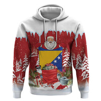 Bosnia and Herzegovina Christmas Zip Hoodie Santa With National Flag - Wonder Print Shop