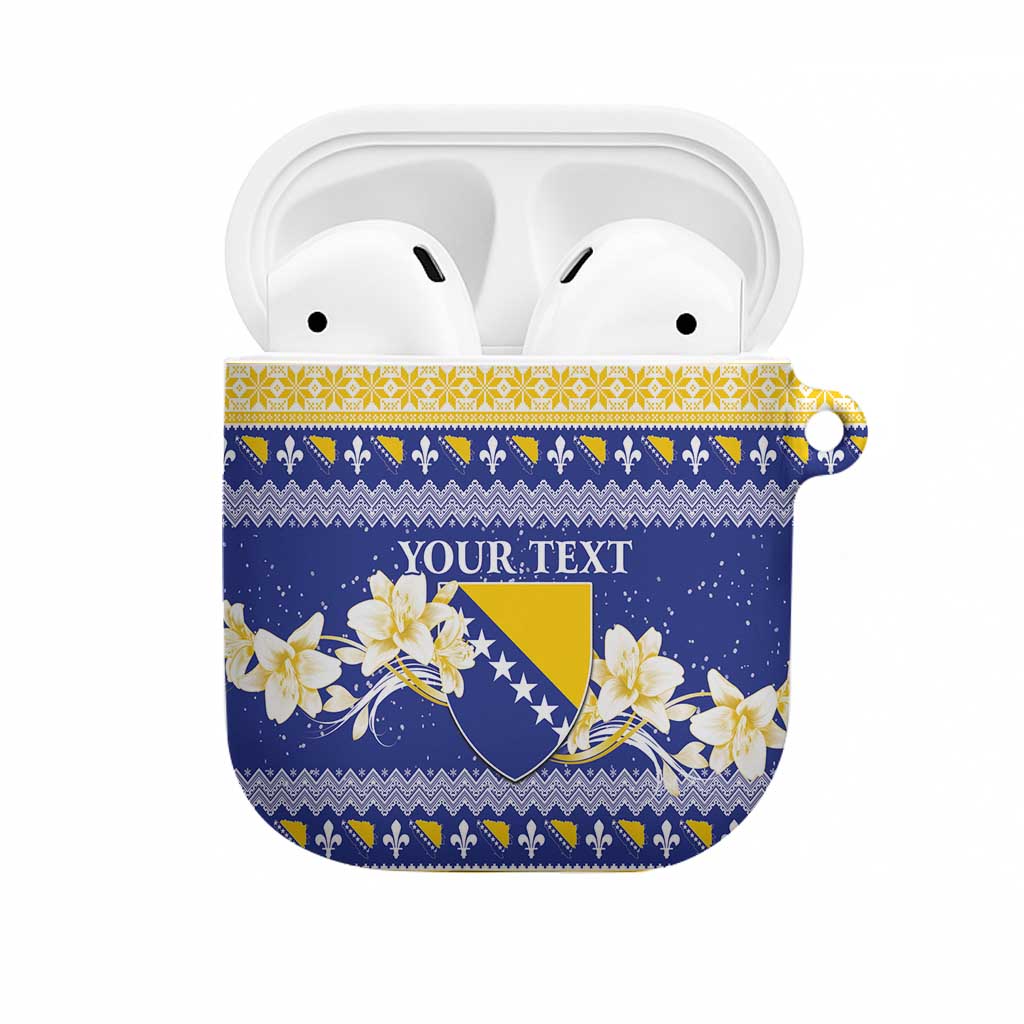 Personalized Bosnia and Herzegovina Christmas AirPods Case Coat Of Arms Srecan Bozic - Wonder Print Shop