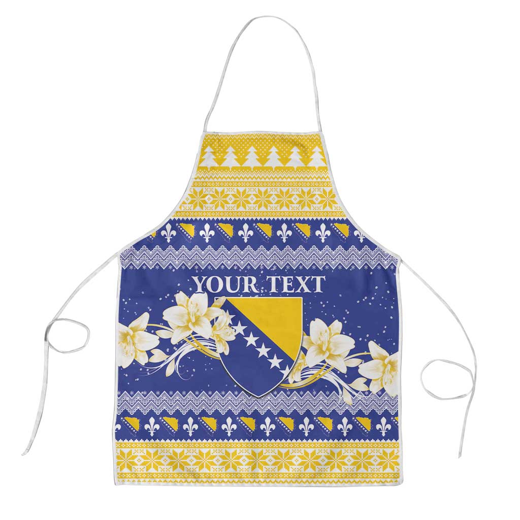 Personalized Bosnia and Herzegovina Christmas Apron Coat Of Arms Srecan Bozic - Wonder Print Shop
