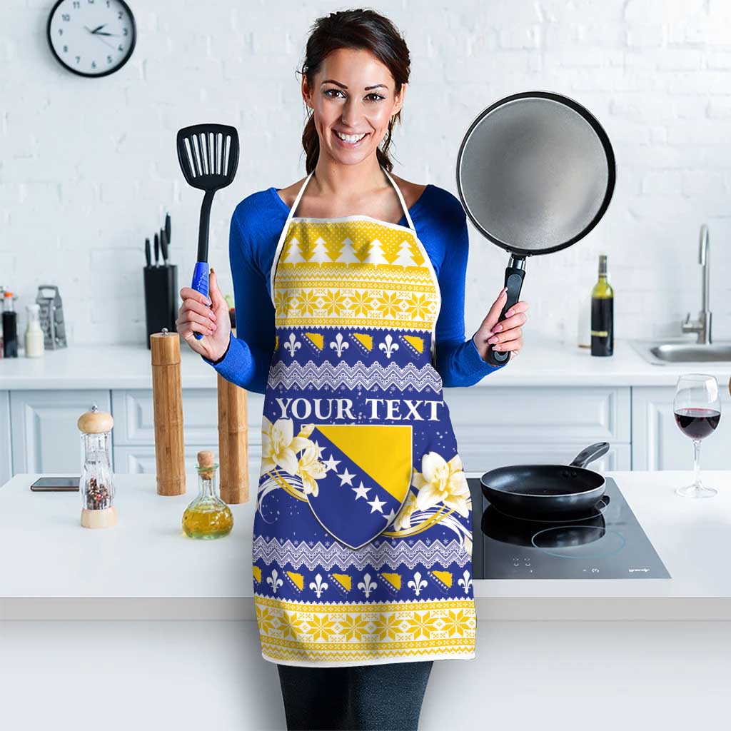 Personalized Bosnia and Herzegovina Christmas Apron Coat Of Arms Srecan Bozic - Wonder Print Shop