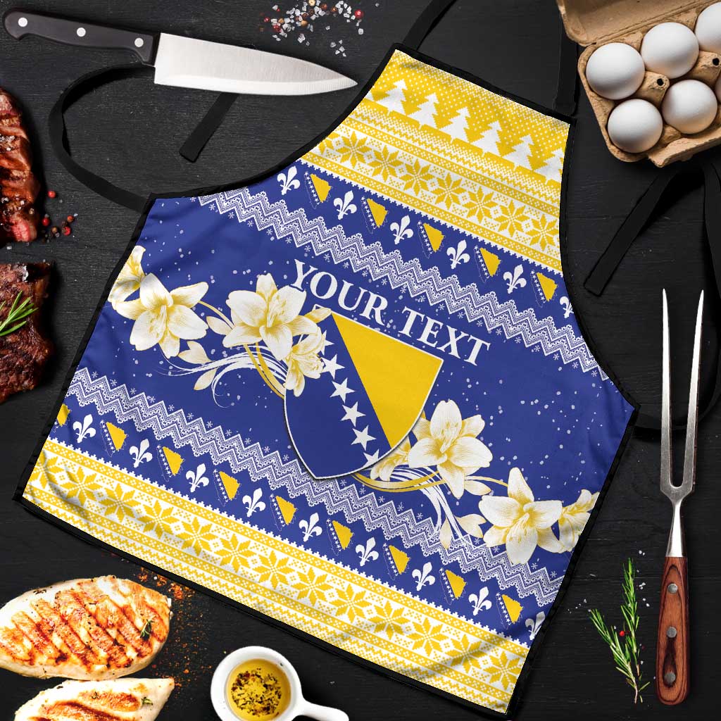 Personalized Bosnia and Herzegovina Christmas Apron Coat Of Arms Srecan Bozic - Wonder Print Shop