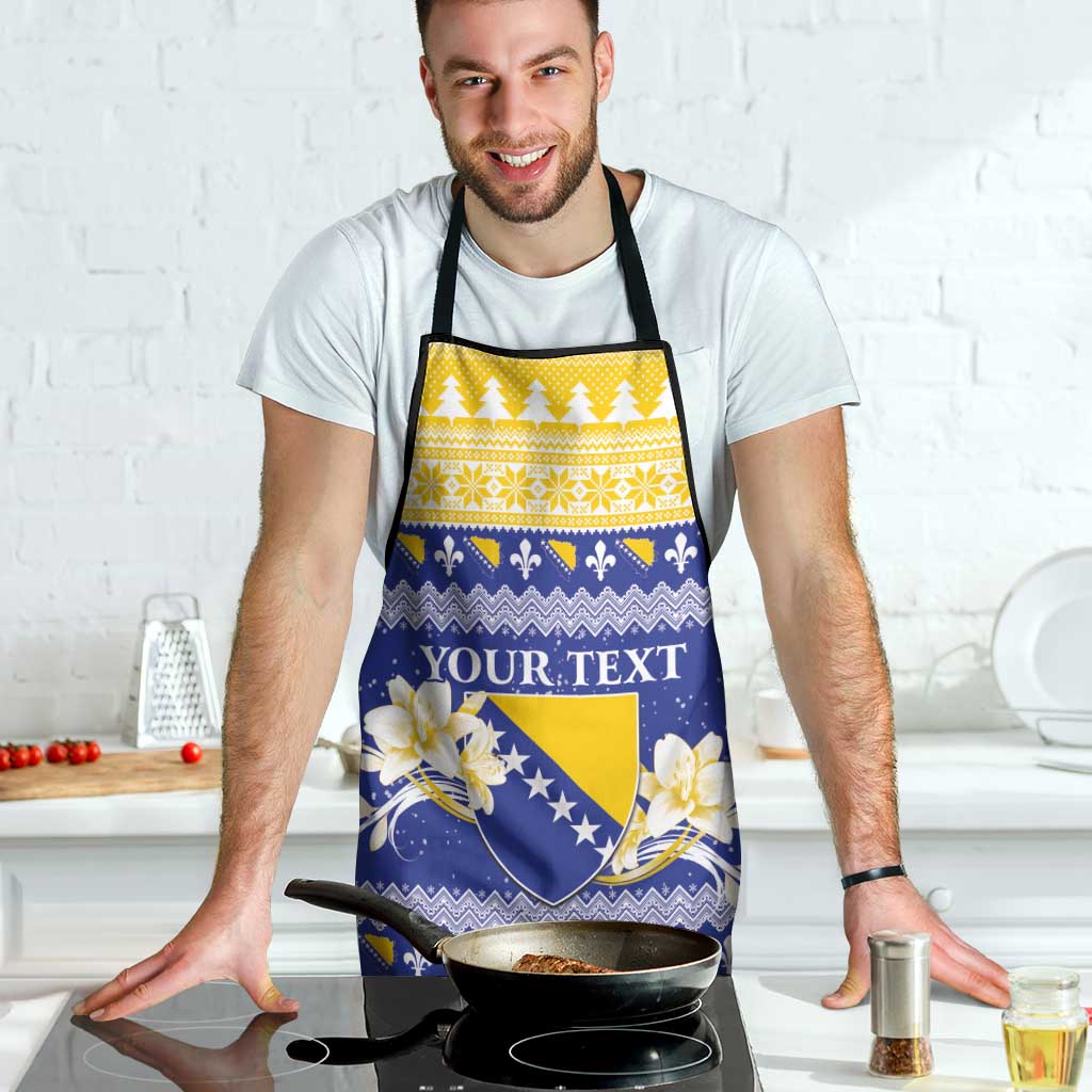 Personalized Bosnia and Herzegovina Christmas Apron Coat Of Arms Srecan Bozic - Wonder Print Shop
