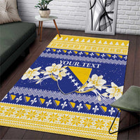 Personalized Bosnia and Herzegovina Christmas Area Rug Coat Of Arms Srecan Bozic - Wonder Print Shop
