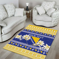 Personalized Bosnia and Herzegovina Christmas Area Rug Coat Of Arms Srecan Bozic - Wonder Print Shop