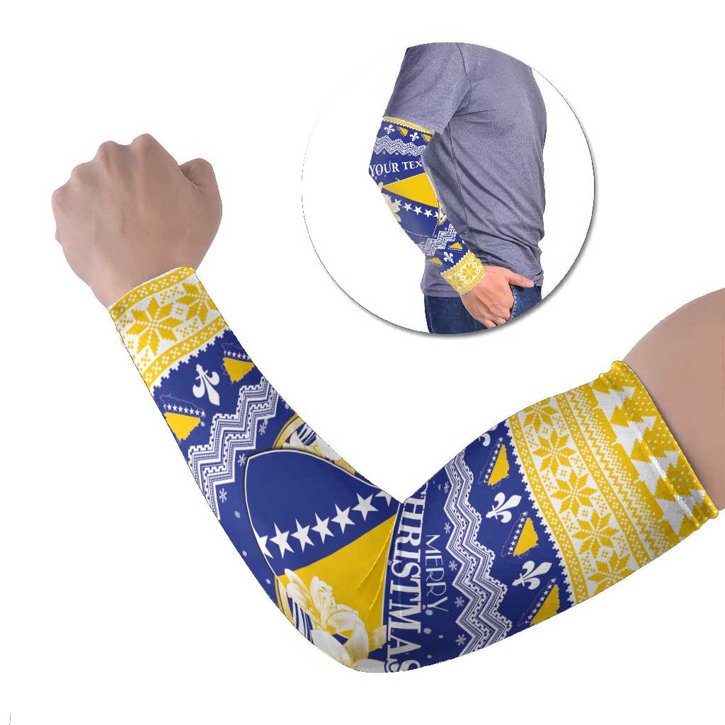 Personalized Bosnia and Herzegovina Christmas Arm Sleeves Coat Of Arms Srecan Bozic - Wonder Print Shop