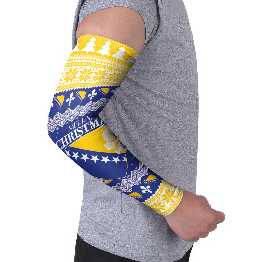 Personalized Bosnia and Herzegovina Christmas Arm Sleeves Coat Of Arms Srecan Bozic - Wonder Print Shop