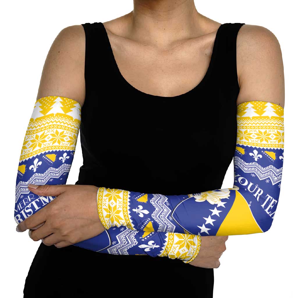 Personalized Bosnia and Herzegovina Christmas Arm Sleeves Coat Of Arms Srecan Bozic - Wonder Print Shop