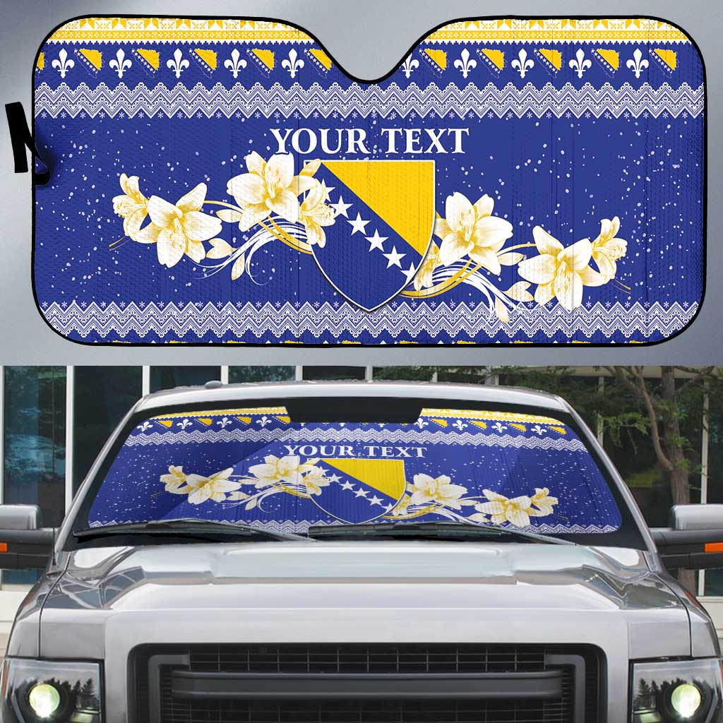 Personalized Bosnia and Herzegovina Christmas Auto Sun Shade Coat Of Arms Srecan Bozic - Wonder Print Shop