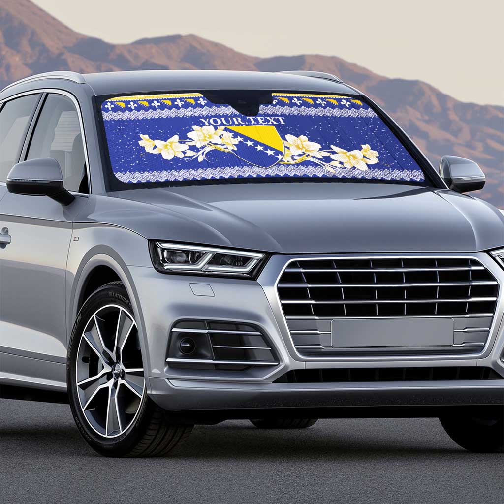 Personalized Bosnia and Herzegovina Christmas Auto Sun Shade Coat Of Arms Srecan Bozic - Wonder Print Shop