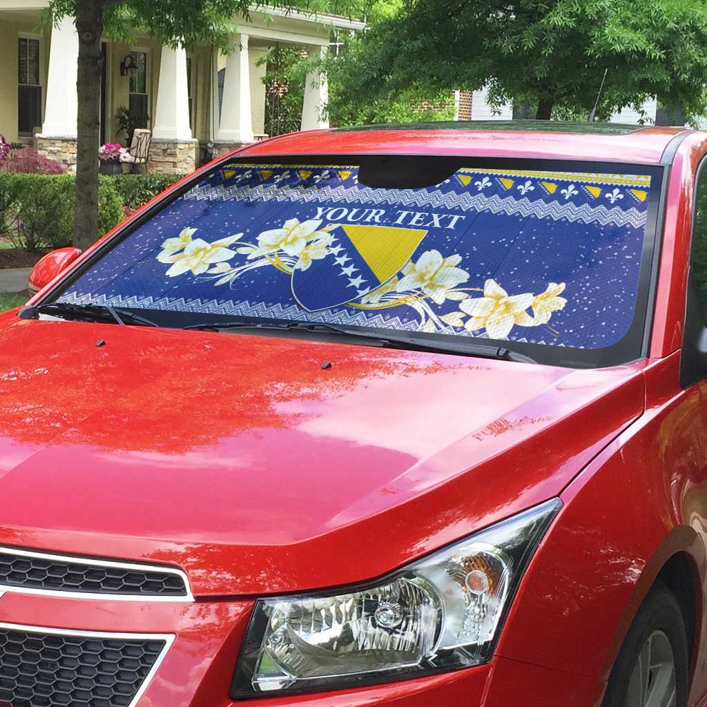Personalized Bosnia and Herzegovina Christmas Auto Sun Shade Coat Of Arms Srecan Bozic - Wonder Print Shop