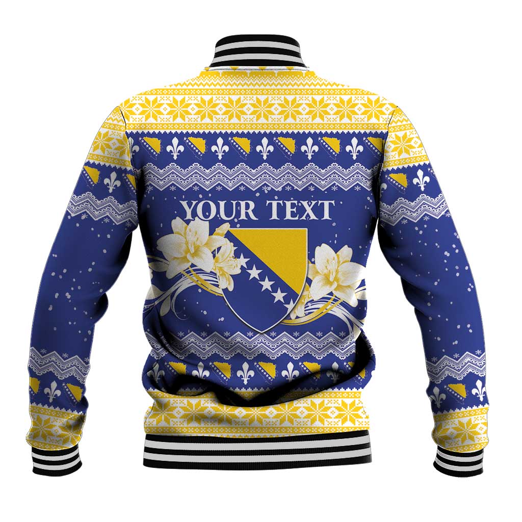 Personalized Bosnia and Herzegovina Christmas Baseball Jacket Coat Of Arms Srecan Bozic - Wonder Print Shop