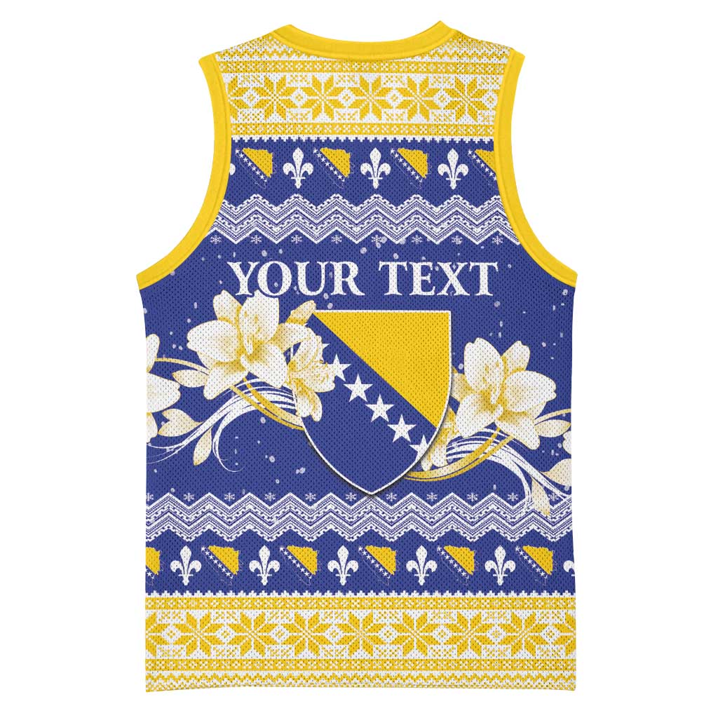 Personalized Bosnia and Herzegovina Christmas Basketball Jersey Coat Of Arms Srecan Bozic - Wonder Print Shop
