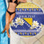 Personalized Bosnia and Herzegovina Christmas Beach Blanket Coat Of Arms Srecan Bozic - Wonder Print Shop